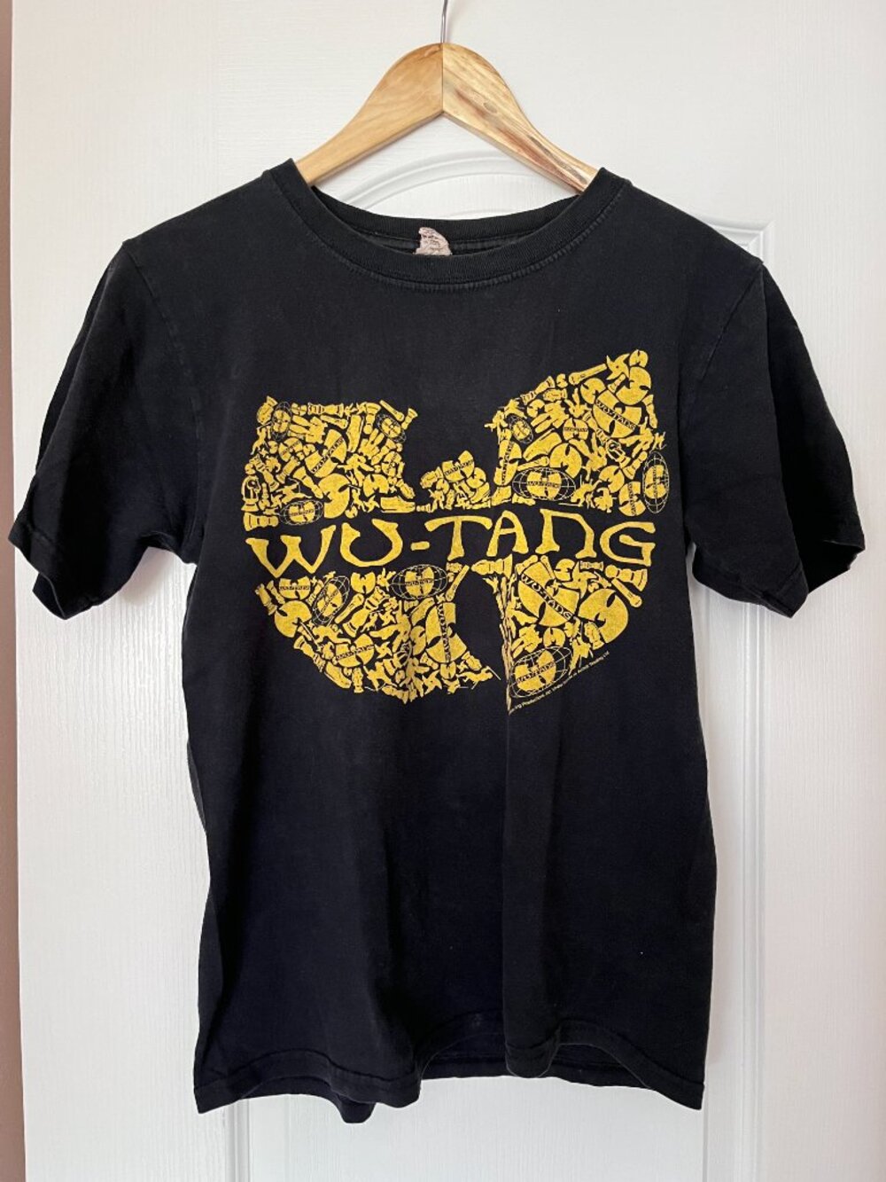 Vintage Wu-Tang Clan Graphic T-Shirt Black Yellow 100% Cotton Small XS S
